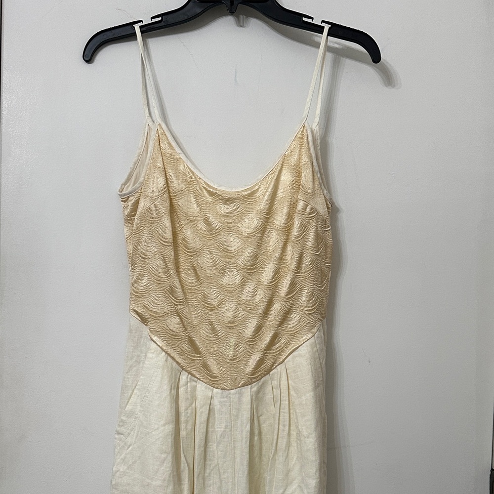 Free People Cream and Gold Textured Dress